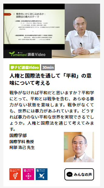 国際学部国際学科 阿部先生